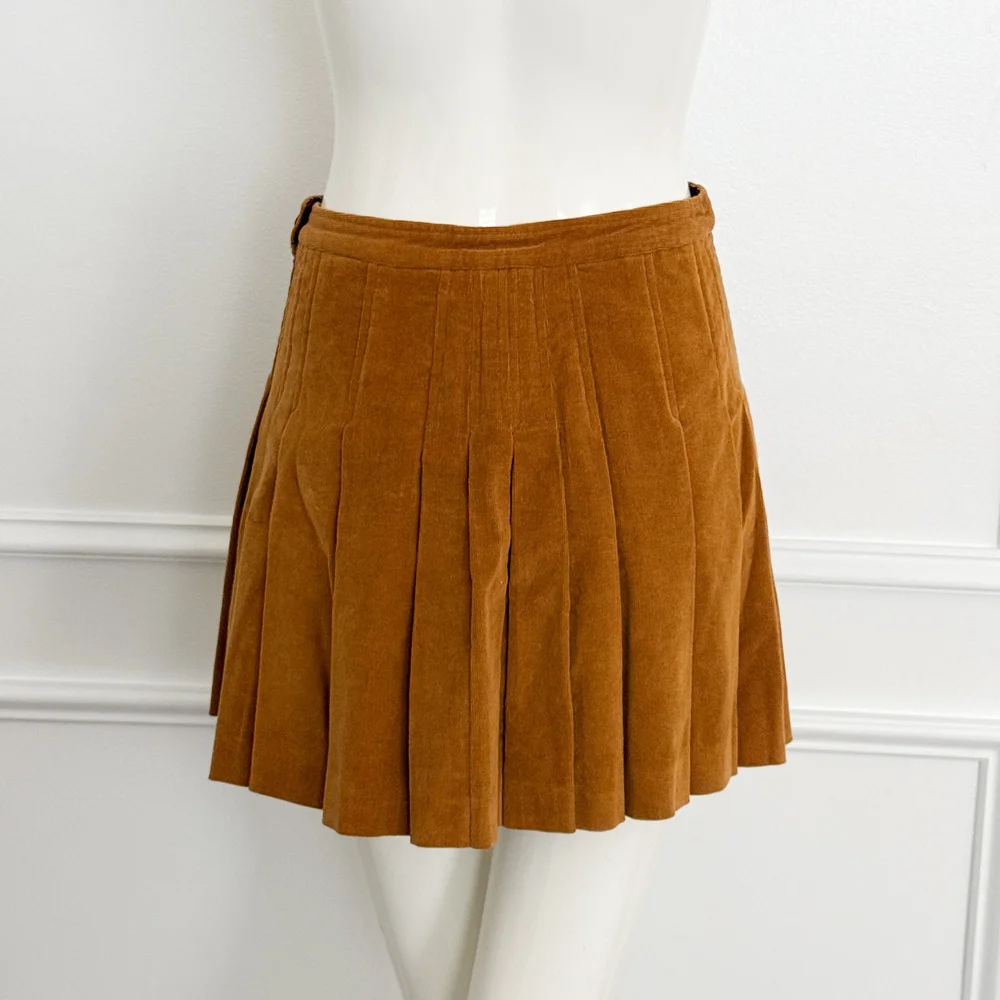 即日発MキャメルElsa corduroy mini skirt andmary Elsa corduroy mini skirt